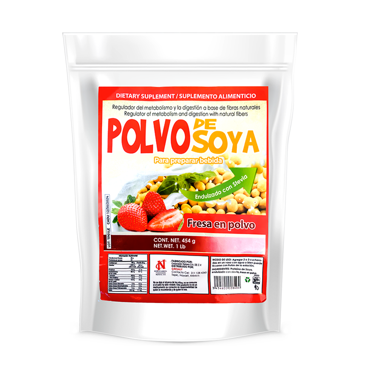 Leche De Soya Sabor Fresa 454 G.